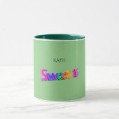 Sweet 16 combo mok/aangepaste naam in salie/groen. mok (Midden)