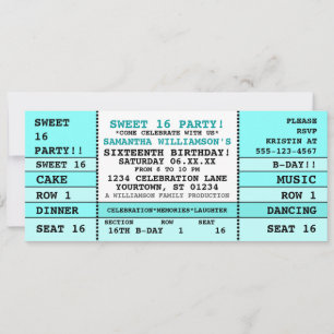 Sweet 16 Concert Ticket Kaart