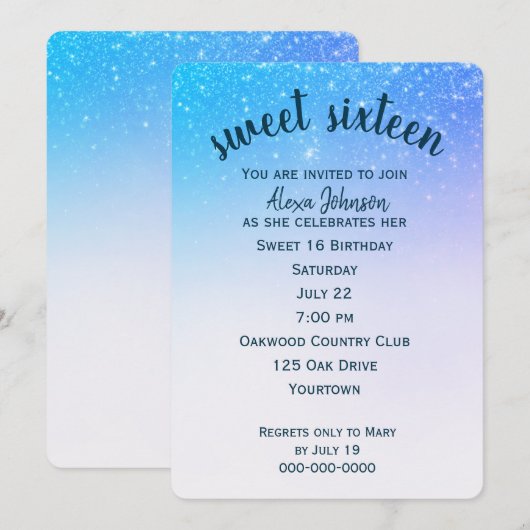 Sweet 16 Confetti Glitter Kaart (Voorkant / Achterkant)