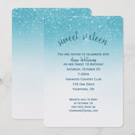 Sweet 16 Confetti Glitter Kaart (Voorkant / Achterkant)