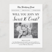 Sweet 16 Court Proposal Newspaper Briefkaart (Voorkant)
