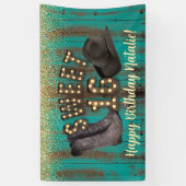 Sweet 16 Cowgirl Blauwgroen Barn Wood Rustic Birth Spandoek (Verticaal)