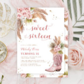 Sweet 16 Cowgirl Boot Pampas Grass Rozen Verjaarda Kaart