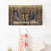 Sweet 16 Cowgirl Rustic Barn Wood Western Birthday Spandoek (Insitu)