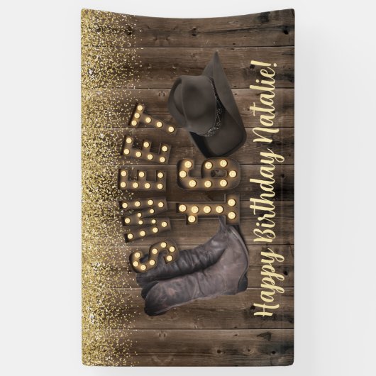 Sweet 16 Cowgirl Rustic Barn Wood Western Birthday Spandoek (Verticaal)