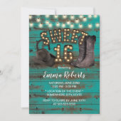 Sweet 16 Cowgirl Rustic Blauwgroen Barn Wood Weste Kaart (Voorkant)