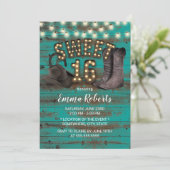 Sweet 16 Cowgirl Rustic Blauwgroen Barn Wood Weste Kaart (Staand voorkant)