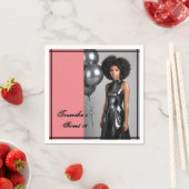 Sweet 16 Custom Photo Napkin – Roze & Zwart Servet (Insitu)