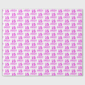 Sweet 16 Cute Floral Hot Pink Typografie Cadeaupapier (Vlak)