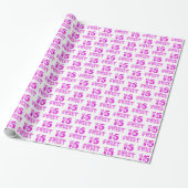 Sweet 16 Cute Floral Hot Pink Typografie Cadeaupapier (Uitgerold)