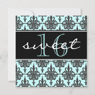 Sweet 16 Damask Birthday Party Invitation Kaart