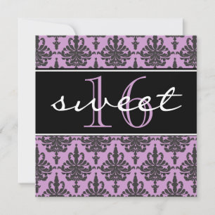 Sweet 16 Damask Birthday Party Invitation Kaart