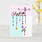 Sweet 16 Dangles Verjaardag Kaart (Gele Bloem)