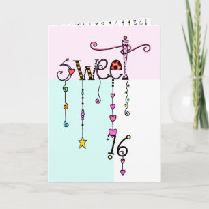 Sweet 16 Dangles Verjaardag Kaart