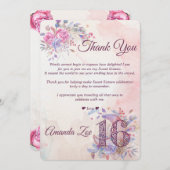 Sweet 16 Dank je kaart (Voorkant / Achterkant)