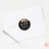 Sweet 16 Dankjewel | Zwarte Boho Bloemige Favoriet Ronde Sticker (Envelop)