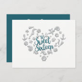 SWEET 16 de Uitnodiging van de Beach Partij sparen (Voorkant / Achterkant)