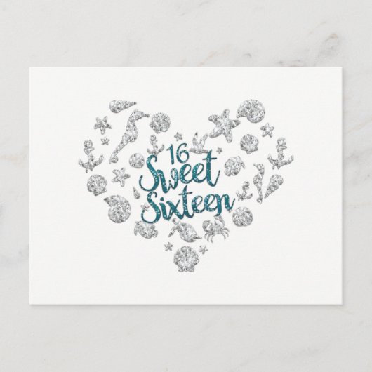 SWEET 16 de Uitnodiging van de Beach Partij sparen (Voorkant)