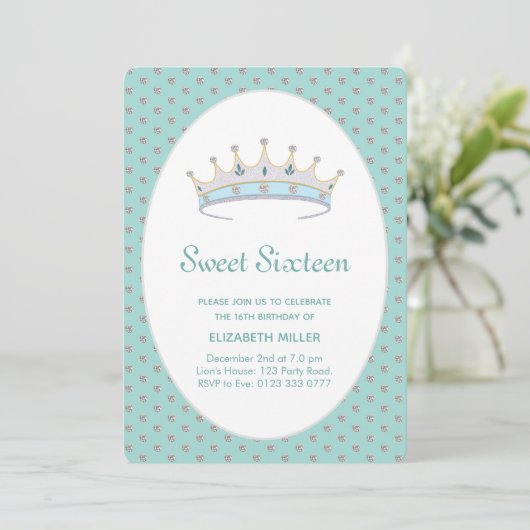 Sweet 16 Diamond Princess Birthday Party Kaart (Staand voorkant)