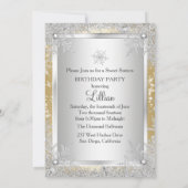 Sweet 16 Diamond Snowflake Gold Winter Wonderland Kaart (Achterkant)