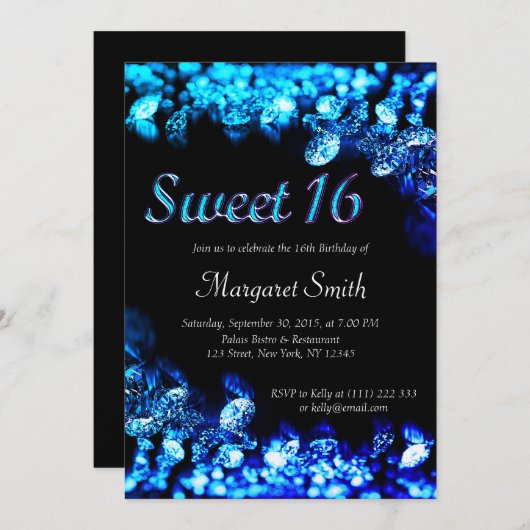 Sweet 16 Diamonds Kaart (Voorkant / Achterkant)