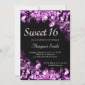 Sweet 16 Diamonds Paarse uitnodiging (Voorkant)