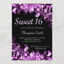Sweet 16 Diamonds Paarse uitnodiging