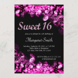 Sweet 16 Diamonds Roze uitnodiging