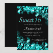 Sweet 16 Diamonds Turquoise Invitation Kaart (Voorkant / Achterkant)
