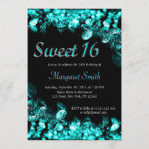 Sweet 16 Diamonds Turquoise Uitnodiging