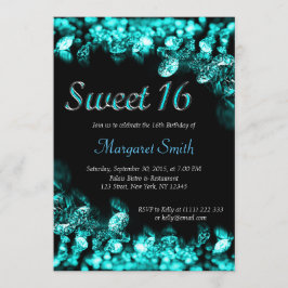 Sweet 16 Diamonds Turquoise Uitnodiging