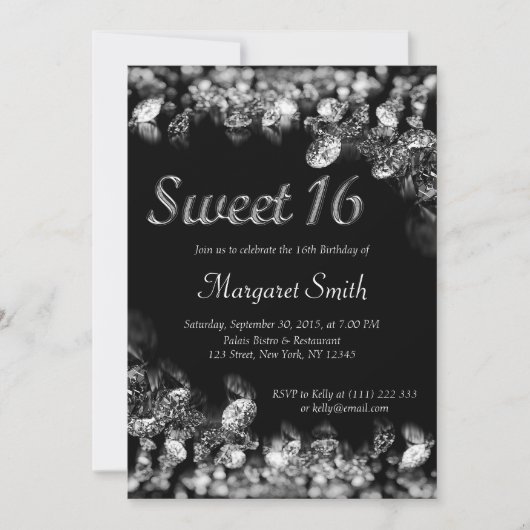 Sweet 16 Diamonds Uitnodiging (Voorkant)