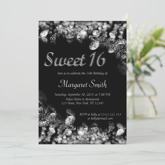 Sweet 16 Diamonds Uitnodiging (Staand voorkant)