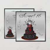 Sweet 16 Disco Diva Cake, Silver Sparkle Hi Heels Kaart (Voorkant / Achterkant)