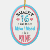 Sweet 16 - Dit voertuig is mijn - keramische sierb Keramisch Ornament (Voorkant)