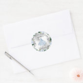 Sweet 16 Dusty Blue Floral Dress Ronde Sticker (Envelop)