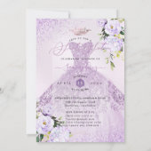 Sweet 16 Dusty Lila Paars Silver Glitter Gown Kaart (Achterkant)