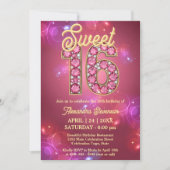 Sweet 16 Edelsteen Sparkle Roze en Paarse Bokeh Kaart (Voorkant)