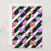 Sweet 16 Edgy Rozen & Modern Stripes Invitation Kaart (Achterkant)