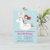 Sweet 16 Eenhoorn Zwembad Float Zomer Verjaardagsf Kaart (Staand voorkant)