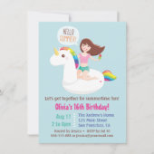 Sweet 16 Eenhoorn Zwembad Float Zomer Verjaardagsf Kaart (Voorkant)