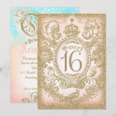 Sweet 16 Eenmaal op tijd Prinses Uitnodiging (Voorkant / Achterkant)