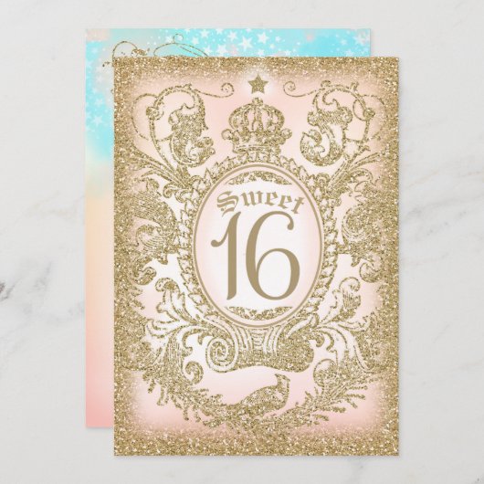 Sweet 16 Eenmaal op tijd Prinses Uitnodiging (Voorkant / Achterkant)