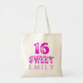 Sweet 16 Eigen naam Emily Cute Floral Typografie Tote Bag (Voorkant)