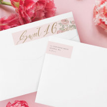 Sweet 16 Elegant Gouden Glitter Pioen Bloemen Roze