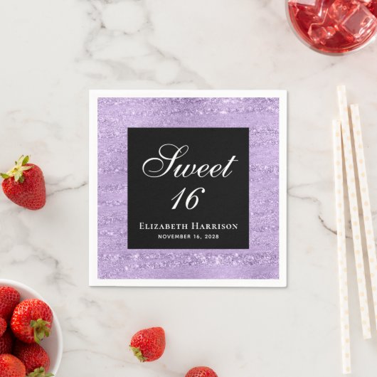Sweet 16 Elegant Paars Birthday Party Napkins Servet (Insitu)