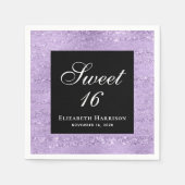 Sweet 16 Elegant Paars Birthday Party Napkins Servet (Voorkant)