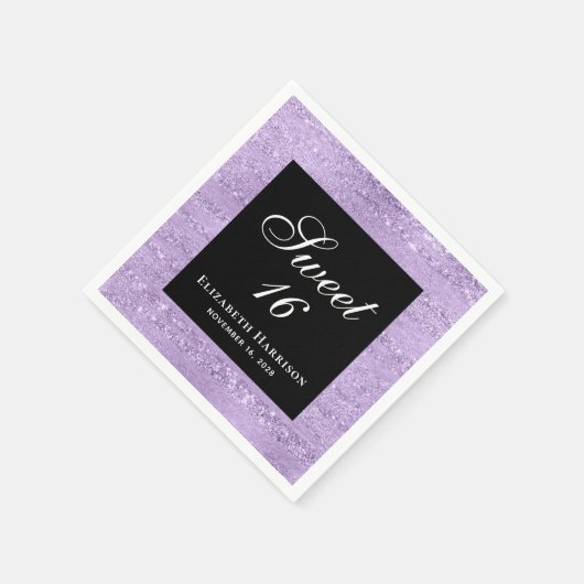 Sweet 16 Elegant Paars Birthday Party Napkins Servet (Hoek)