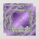 Sweet 16 Elegant Paars Silver 16e verjaardag Kaart (Voorkant / Achterkant)