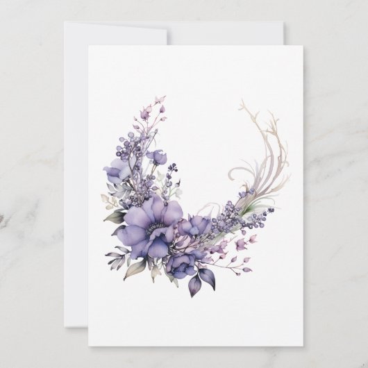 Sweet 16 Elegante Paarse Bloemenkrans Waterverf Kaart (Achterkant)
